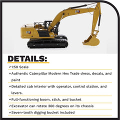 Diecast Masters Caterpillar 336 Next Gen excavator undercarriage rotates 360 degrees for posing