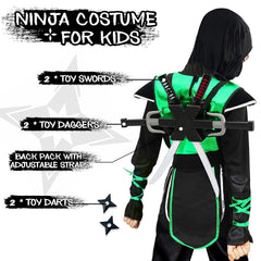 Digi ninja costume hood and face mask ensure secure fit for playful daily adventures.