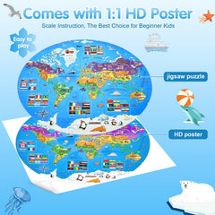 DIGOBAY Glow Map Puzzle large 22.8-inch layout promotes group play.
