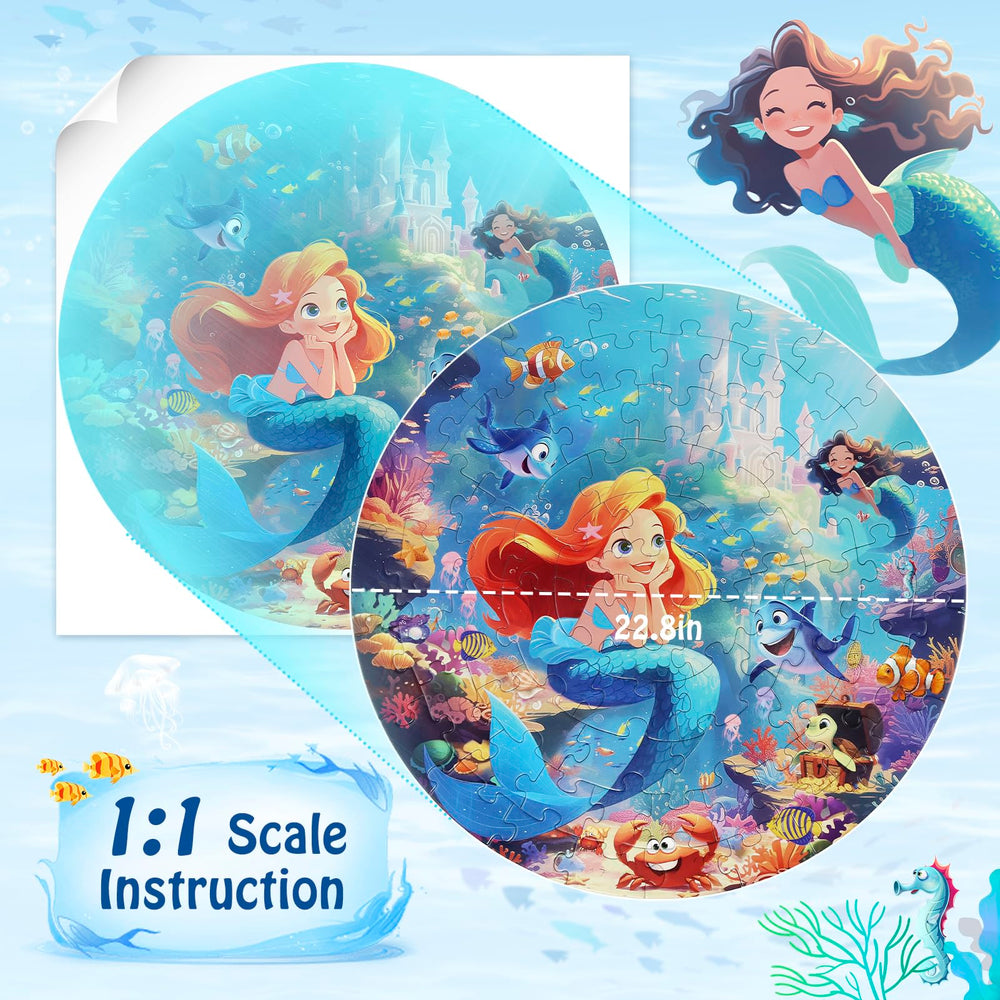 DIGOBAY mermaid puzzle piece close-up, durable blue cardboard for long-lasting play.