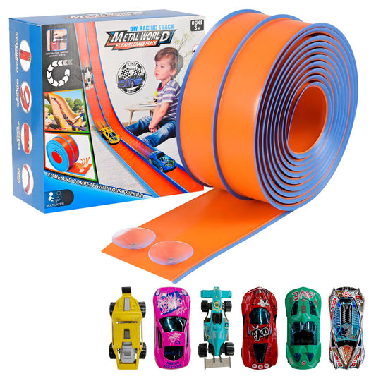 Dikopubby Flex Track 15ft layout for customizable, high-speed racing fun