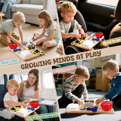 Dilabnba dials and music box close-up highlights engaging sensory feedback.