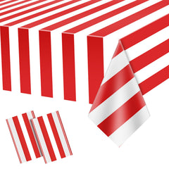 Dimglujeap carnival tablecloth in red and white stripes protects surfaces during festive parties.
