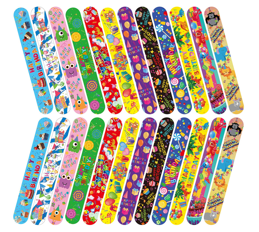 Dimiglobal classroom-friendly slap bracelets with bright prints and smooth edges.