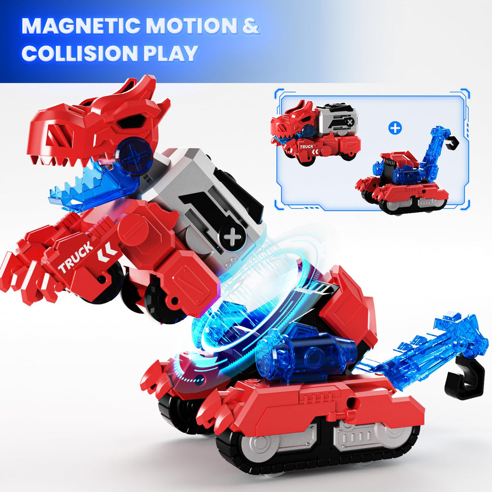 Dimoarch transforming dino vehicles connect with magnets for endless building fun.