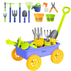 Dimple garden wagon tool set for toddlers with sturdy tools and safe rounded edges.