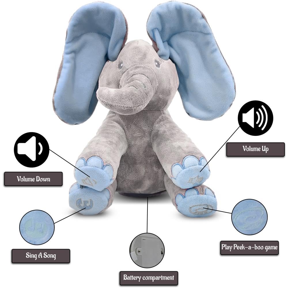 Dimple Kyle Peek A Boo elephant toy moving ears for expressive play and attention