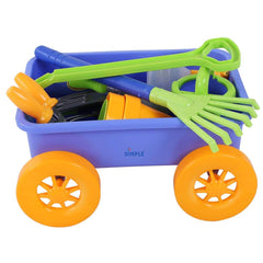 Dimple sturdy wagon aids easy transport of toys during outdoor play.