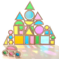Dinhon rainbow blocks open stack show bright colors to inspire imaginative building