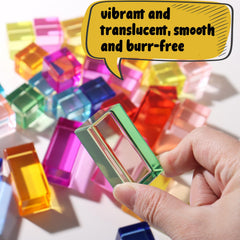 Dinhon Rainbow Gem Blocks easy to grasp for little hands