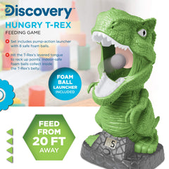 Discovery Hungry T-Rex Feeding Game with foam balls launcher supports dynamic indoor play.