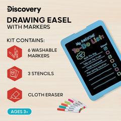 Discovery Neon Glow Drawing Easel markers; washable and vivid under LED