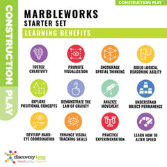 Discovery Toys Marbleworks multi-path play encourages layout experimentation.