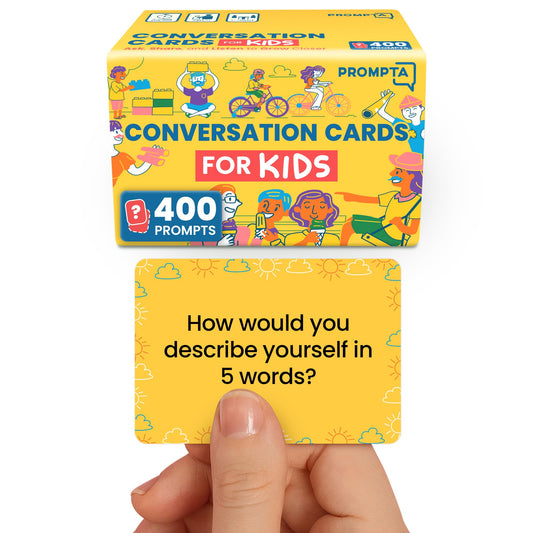 Discussables 400 conversation cards deck closeup for engaging family conversations.