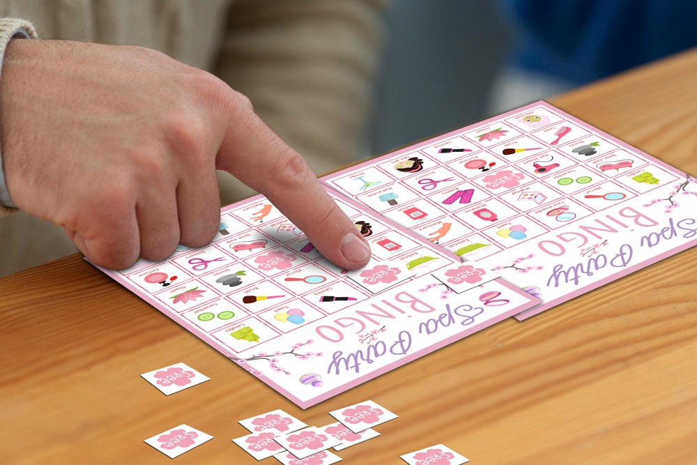 Disfuco Spa Bingo cards measure 5x7 inches on thick cardstock