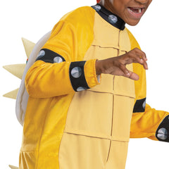 Disguise Bowser scale-textured jumpsuit shows vibrant green and yellow colors for screen-accurate look.