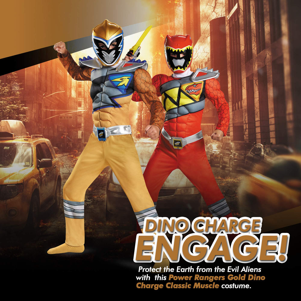 Disguise Gold Ranger kid wearing costume ready for action-packed play