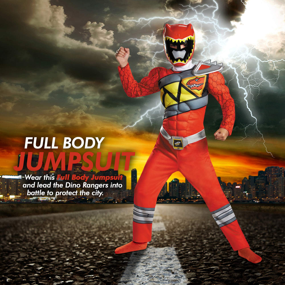 Disguise Red Ranger jumpsuit with Velcro closure for easy on-off wear