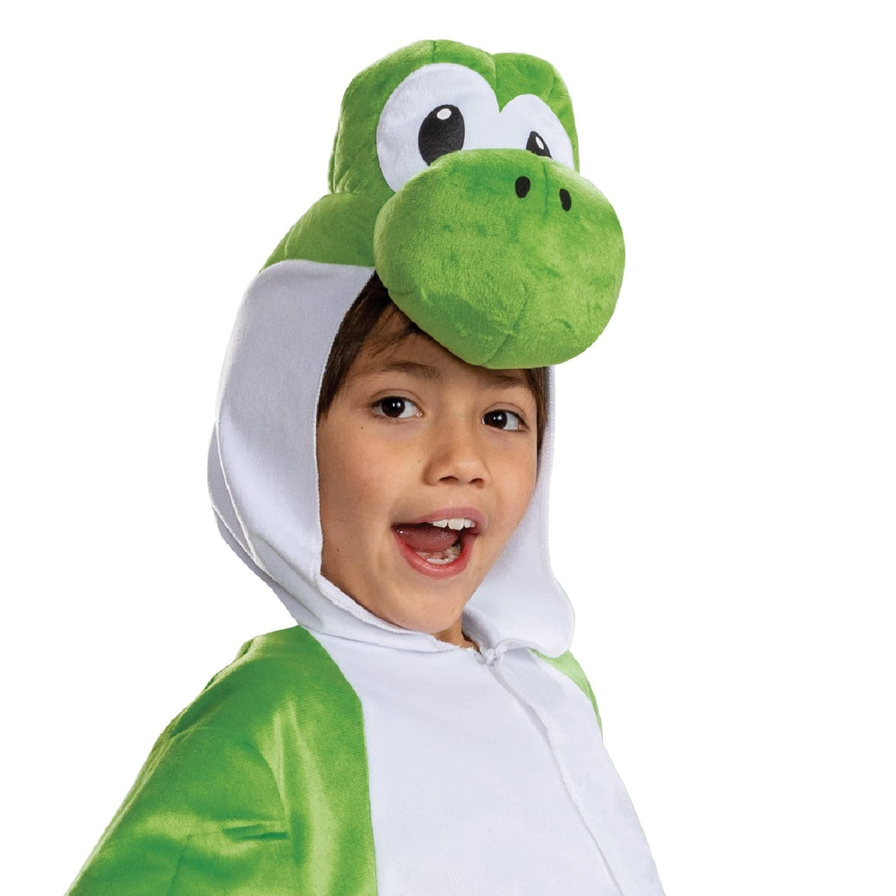 Disguise Yoshi costume hood with Yoshi's face enhances character play.