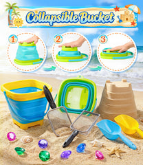 DISHIO collapsible beach buckets save space and adapt to multiple play needs.