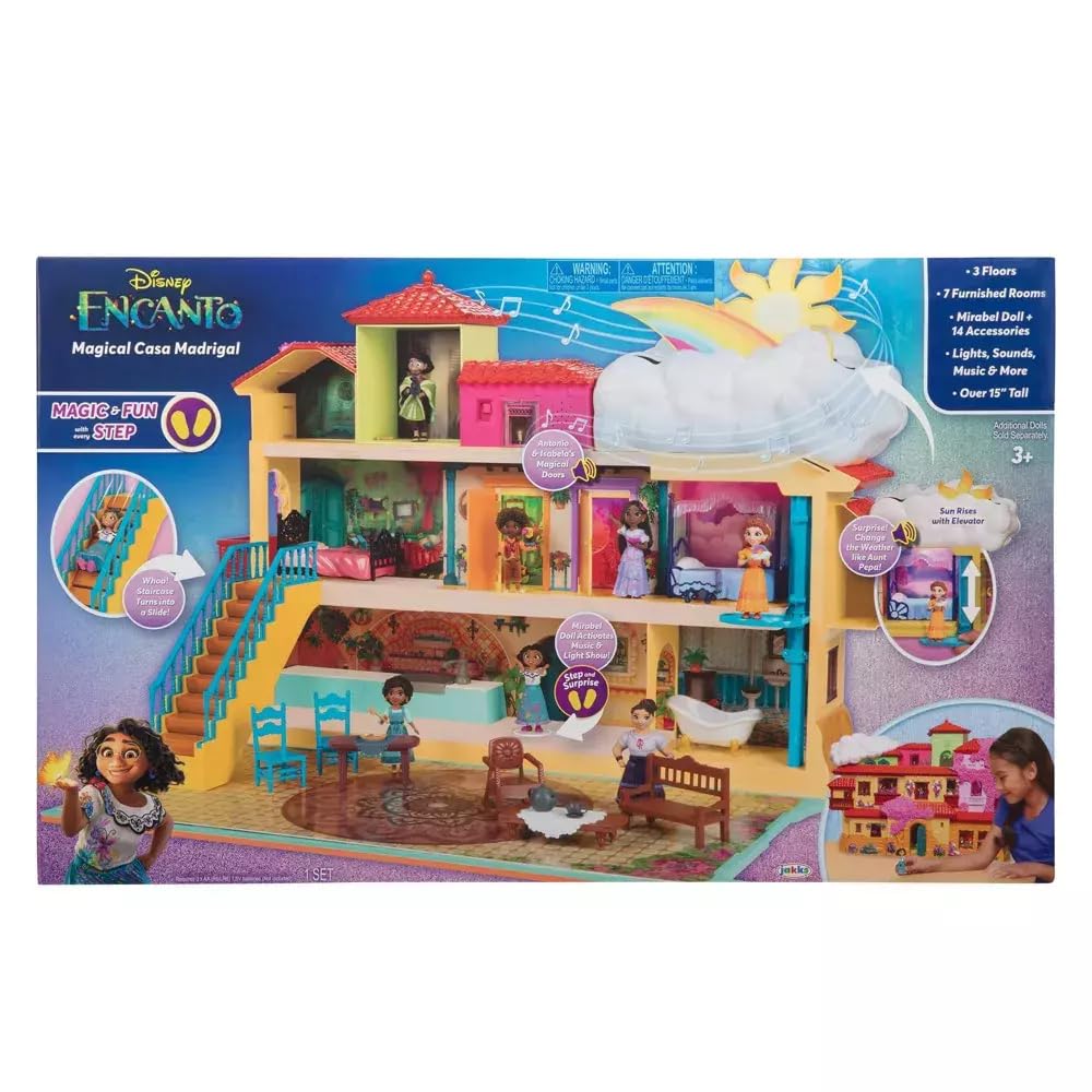 Disney Encanto Casita lights and sounds illuminate rooms for vibrant play scenes.
