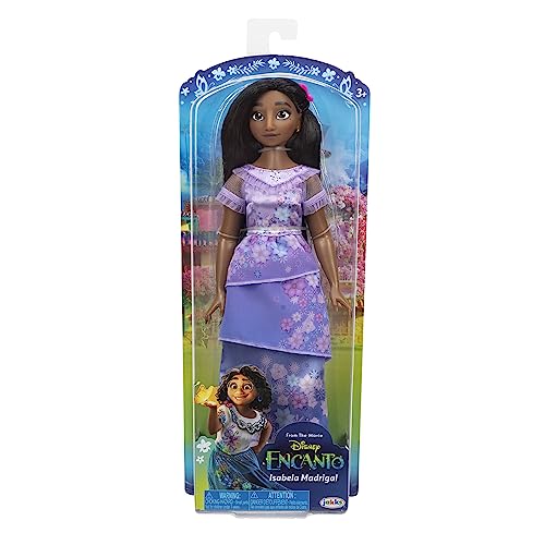 Disney Encanto Isabela doll with delicate gold earrings for accessory accents.