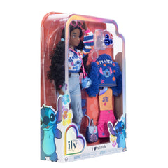 Disney ily 4EVER Stitch doll pink denim skirt with blue denim jacket and sandals