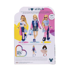 Disney ILY 4Ever Stitch doll two-tone sweats and off-shoulder tee for quick looks.