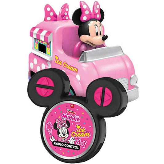 Disney Junior Minnieβs Ice Cream Truck front view, vibrant pink polka dots and bow detail for imaginative play.