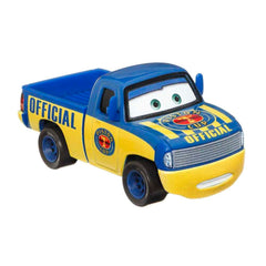 Disney Pixar Cars Dexter Hoover with start flag in 1:55 scale for imaginative racing play