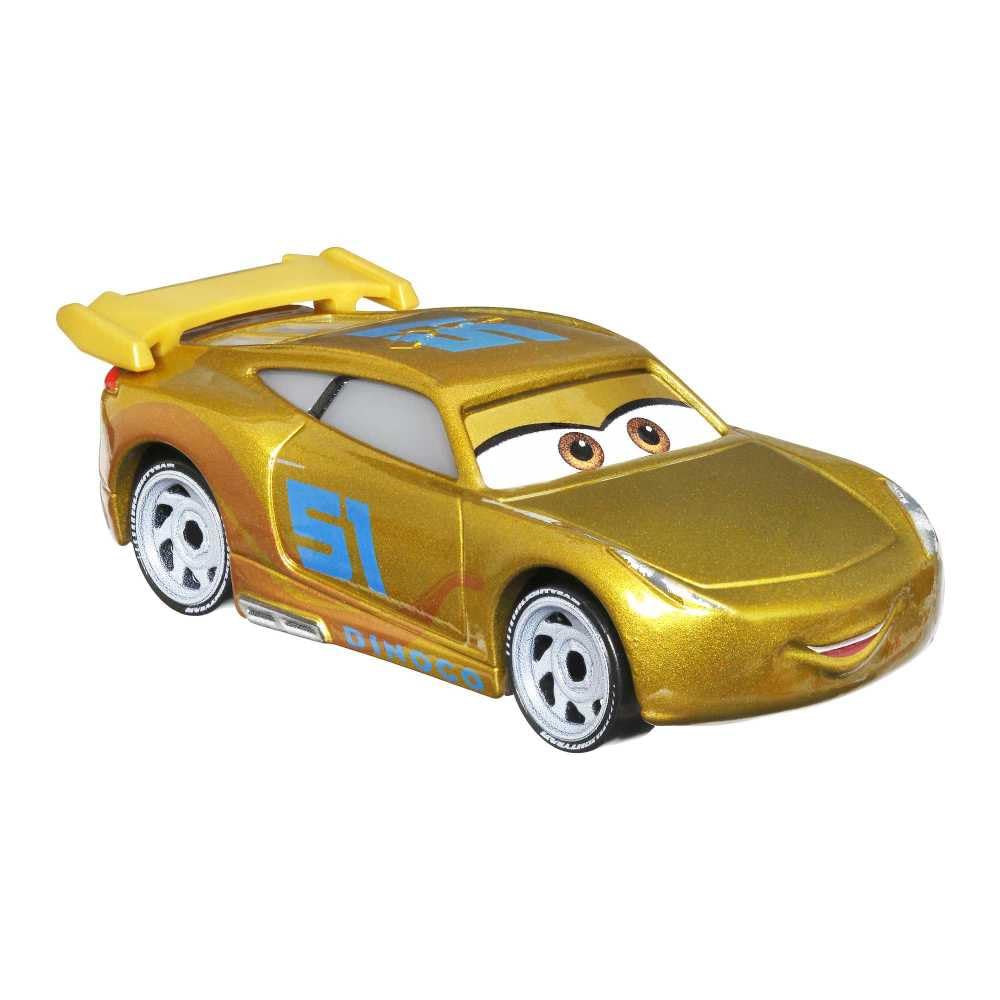 Disney Pixar Cars Cruz Ramirez in metallic Dinoco finish, ideal for display and pretend racing.