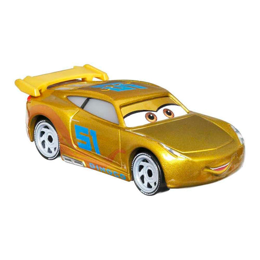 Disney Pixar Cars Cruz Ramirez in metallic Dinoco finish, ideal for display and pretend racing.