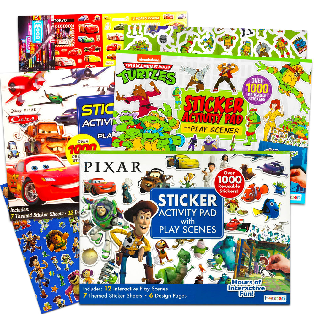 Disney Pixar sticker book set shows giant pages with bold stickers for hours of creative play