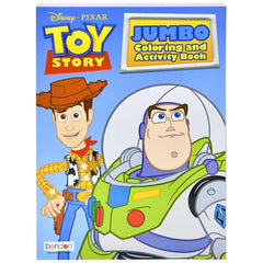 Disney Pixar Toy Story coloring and activity book cover featuring Woody and Buzz for travel entertainment