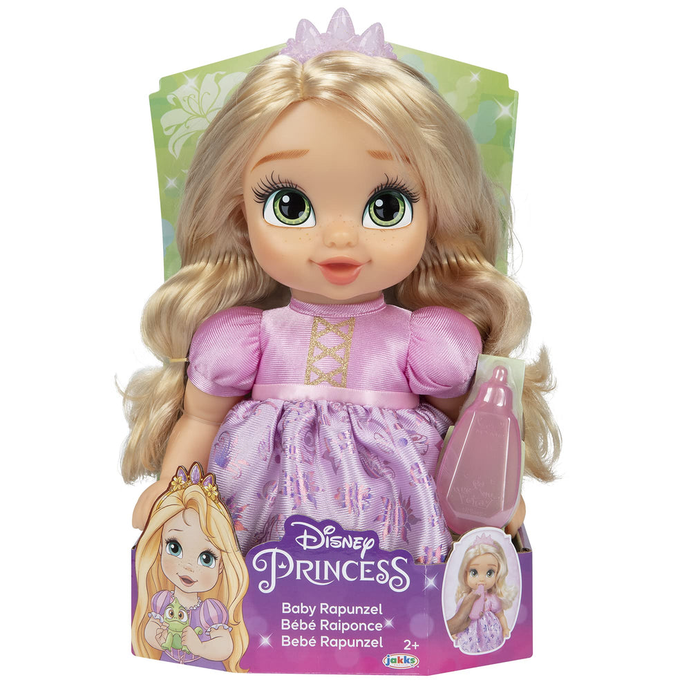 Rapunzel doll in hand ready for nurturing role-play