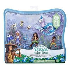 Disney Princess Raya Kumandra Story Set with 7 dolls ready for imaginative play and storytelling.
