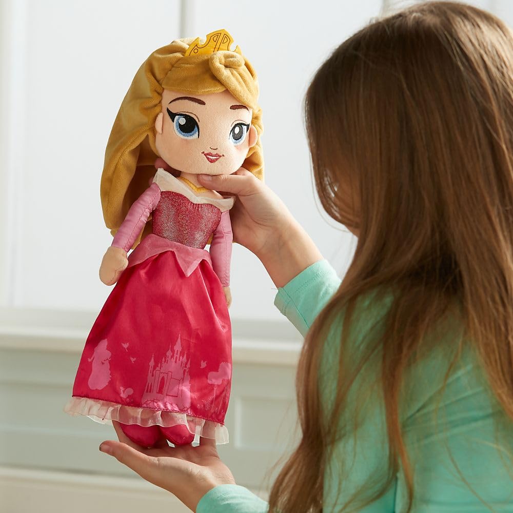 Embroidered features close-up on Aurora plush, safe and durable for toddlers