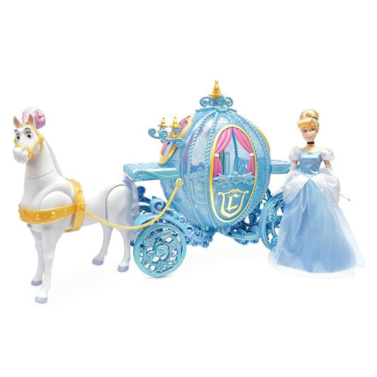 Disney Store Cinderella Deluxe Set front view, inviting imaginative play with doll and carriage.