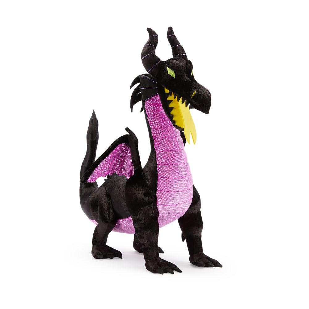 Maleficent dragon plush displays embroidered horns and soft texture for gentle play