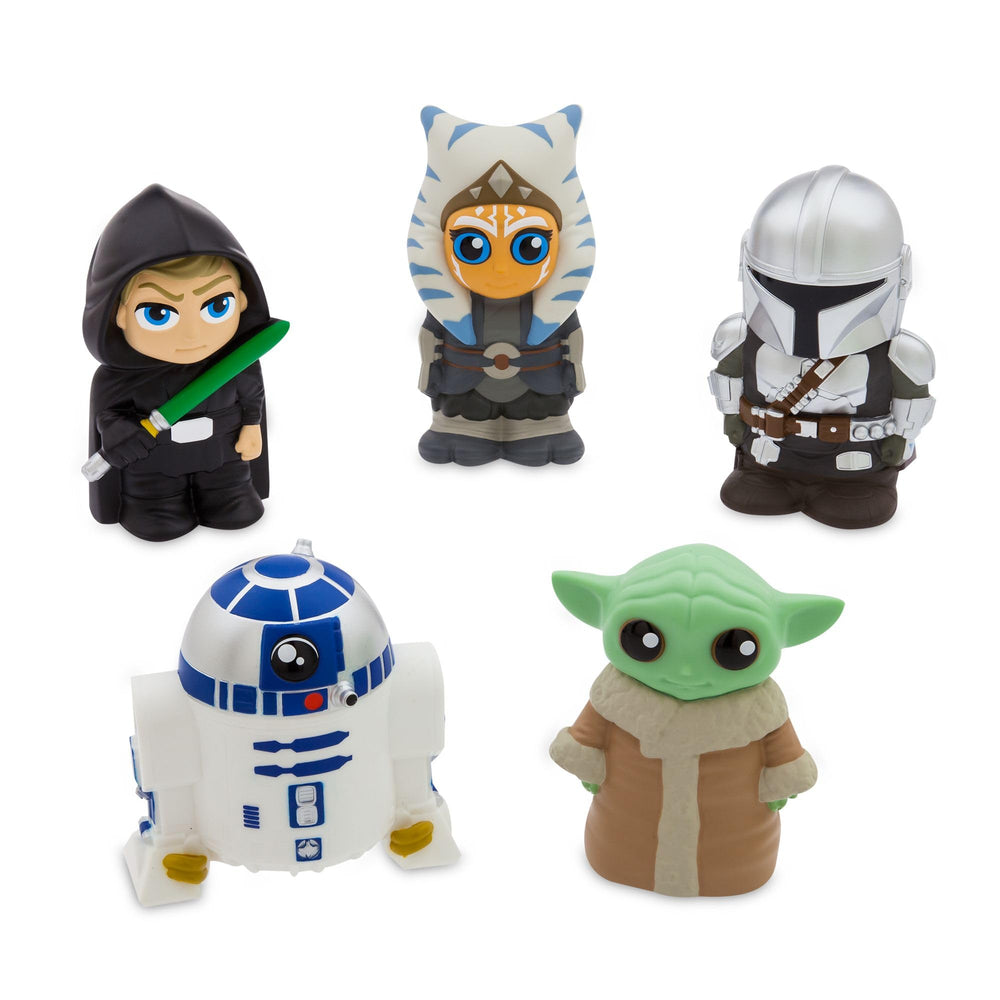 Disney Store Mandalorian bath set storage pail keeps toys organized after use.