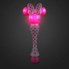 Disney Store Minnie Mouse bubble wand in action delivering sparkling bubbles for celebrations.