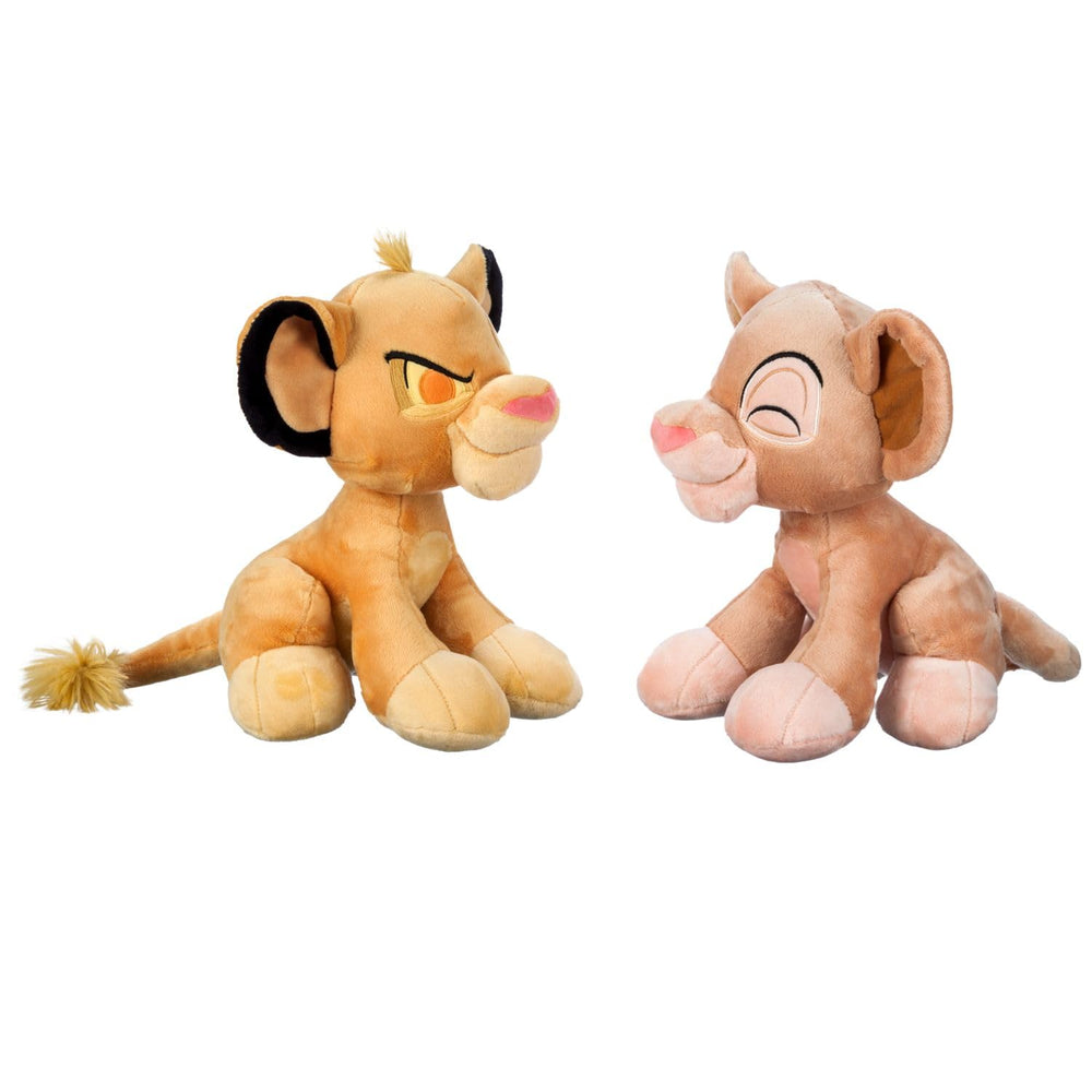 Disney Store Simba & Nala plush pair on display highlighting anniversary edition