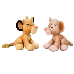 Disney Store Simba & Nala plush pair on display highlighting anniversary edition