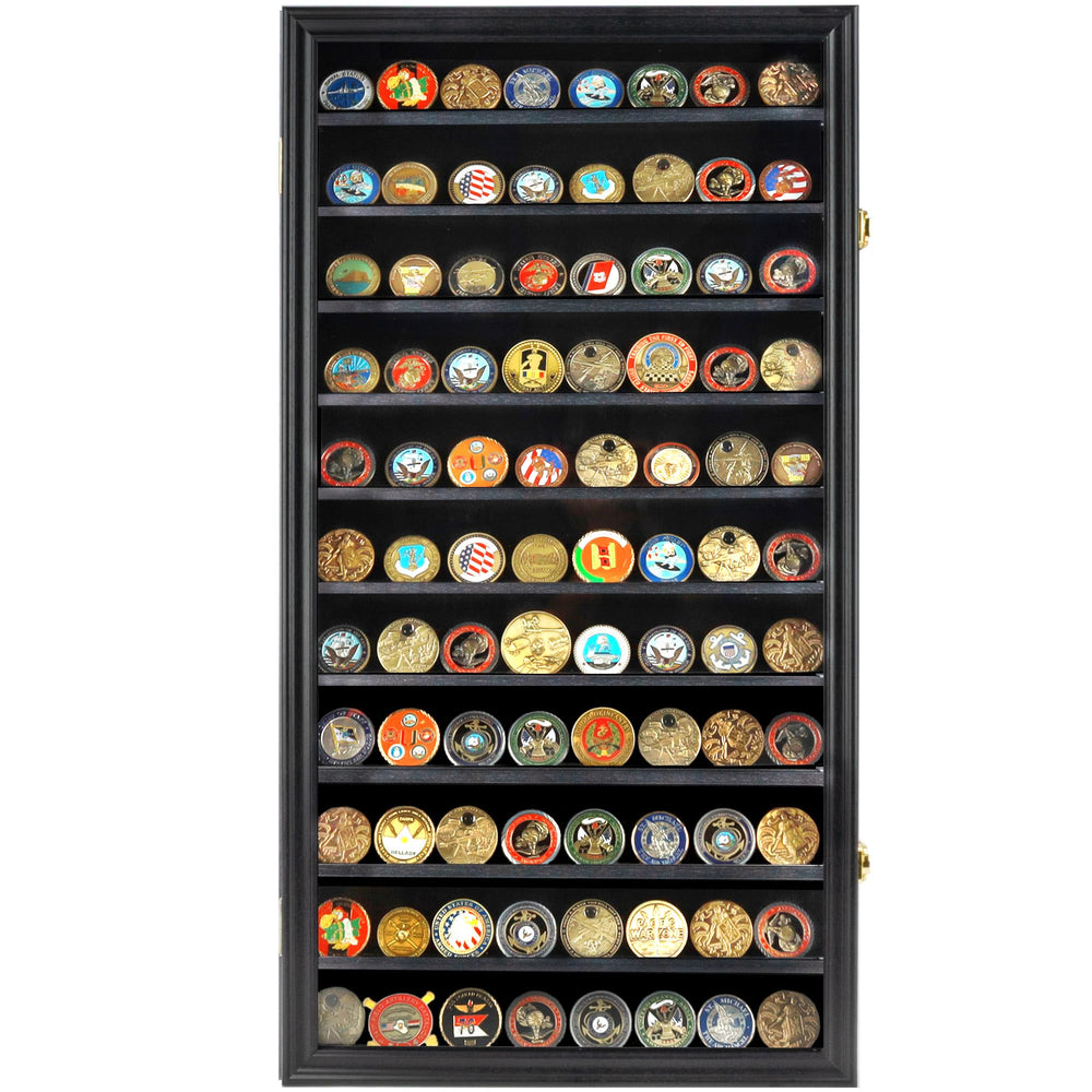 DisplayGifts wall-mounted presentation keeps coins protected behind a sleek acrylic door.