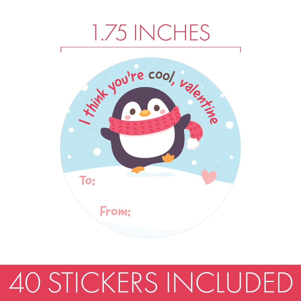 Distinctivs Penguin Valentine design 3 to-from labels provide space to write names clearly.