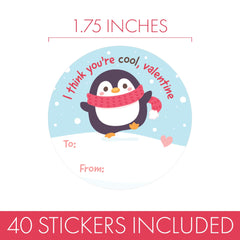 Distinctivs Penguin Valentine design 3 to-from labels provide space to write names clearly.