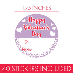 DISTINCTIVS Valentine stickers round purple heart perfect for to & from valentines and backpacks