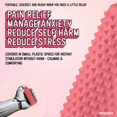 Distractibles Sensory Roller Fidget with spikes around cylinder provides tactile stimulation.
