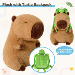 Ditucu capybara plush with detachable turtle backpack, playful and versatile.