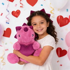 Ditucu purple fur triceratops plush as a charming bedroom decor accent.